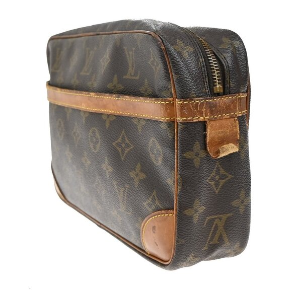 LOUIS VUITTON Compiegne 28 Clutch Hand Bag Monogram Leather Brown - Picture 3 of 16